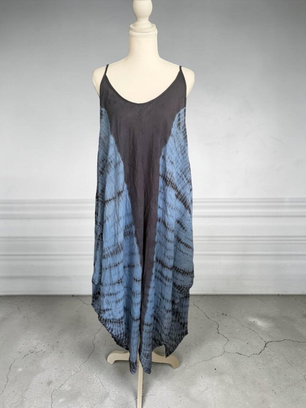 ELAN Gray Blue Tie Dye Swing Dress Size XL NEW NWT